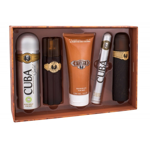 Cuba Cuba Must Have Gold Gift Set EDT 100 ml, 35 ml EDT, After Shave 100 ml shower gel 200 ml and 200 ml deospray