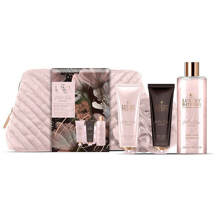 Grace Cole Velvet Rose & Peonies Body Care Set With Cosmetic Bag