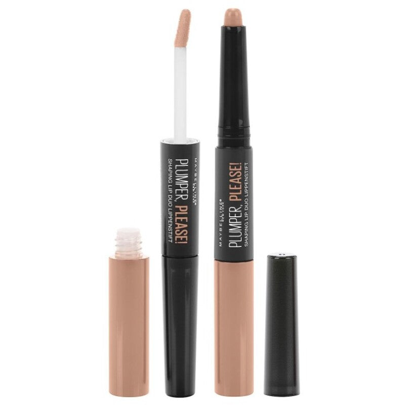 Maybelline Plumper, Please! Shaping Lip Duo - Plumping and Enlarging Lipstick and Gloss 5 ml Tease, Tease
