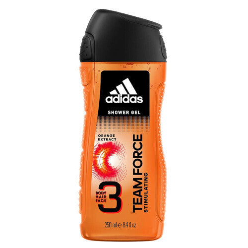 Adidas Team Force Shower Gel Body Hair Face - 3 in 1 shower gel for men 250ml