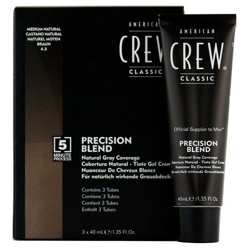 American Crew PRECISION BLEND Natural Gray Coverage 4-5 (Medium Natural) - Toning hair mousse for gray hair 3 x 40 ml Light Blonde 7-8