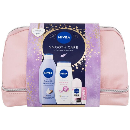Nivea Smooth Care Skincare Moments Set - Gift set oth Sensation 400 ml and shower cream Diamond & Argan Oil 250 ml and antiperspirant Invisible Black & Whi 400ml